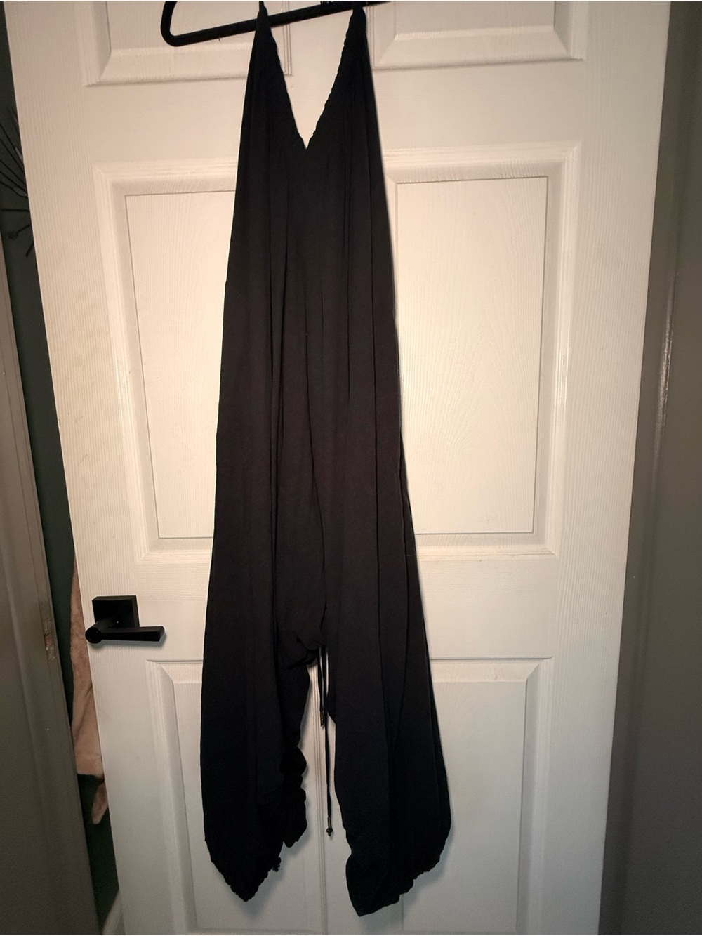 Free People Black Linen Blend Harem Romper Jumpsuit XS Oversized